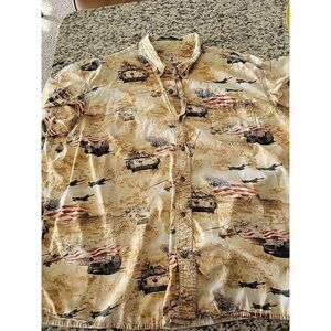 3XL Red Head Digital Camo Brown Tank‎ Aircraft American Flag Shirt Patriotic
